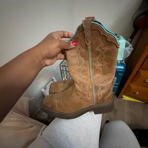 Brown Western Boots with Turquoise Trim
